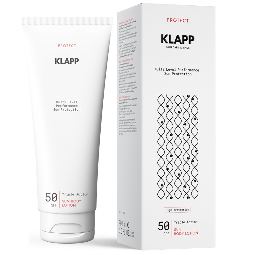 klapp skin care science солнцезащитный лосьон для тела spf50 multi level performance 200 мл Klapp Солнцезащитный лосьон для тела Sun Body Lotion, 200 мл (Klapp, Multi Level Performance)