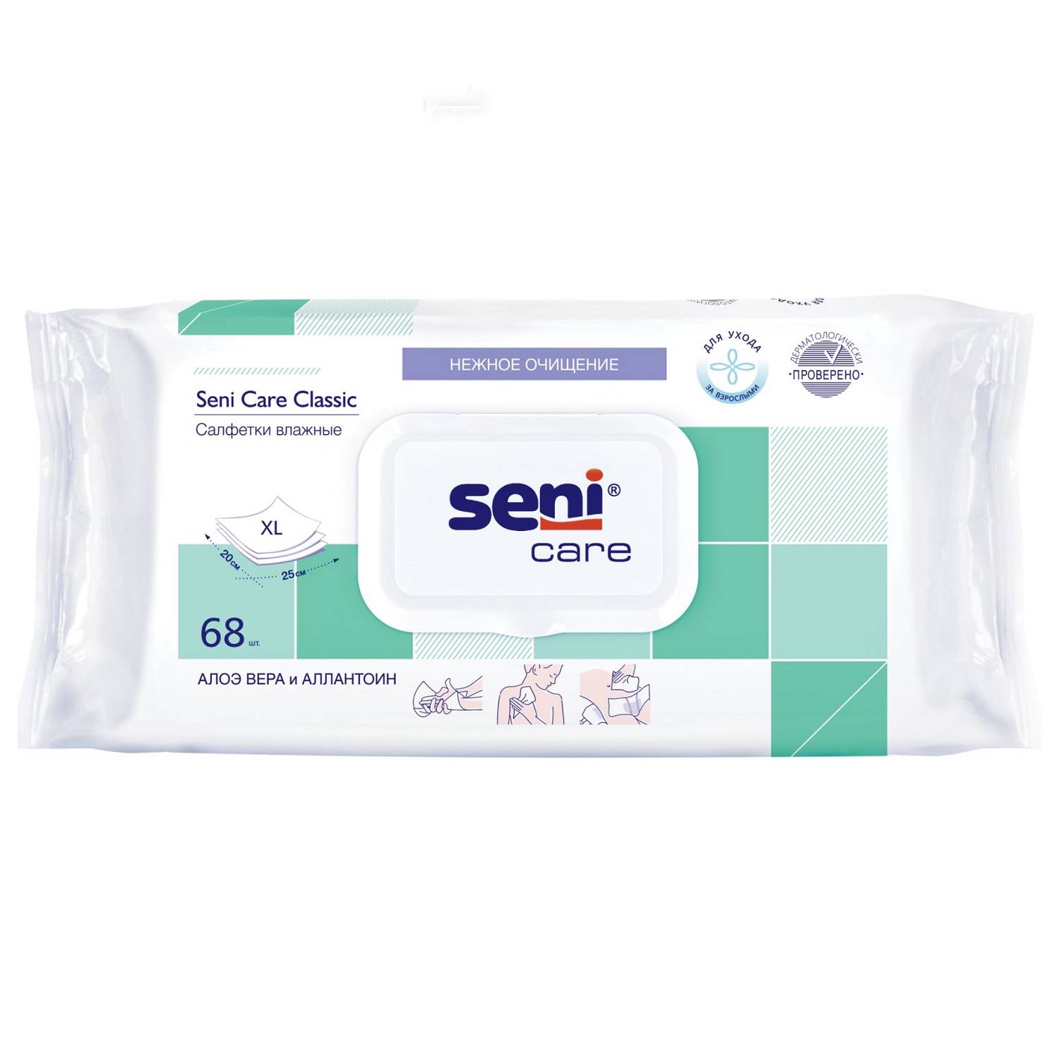 Seni Влажные салфетки Classic для чувствительной кожи 25х20 см, 68 шт (Seni, Care)