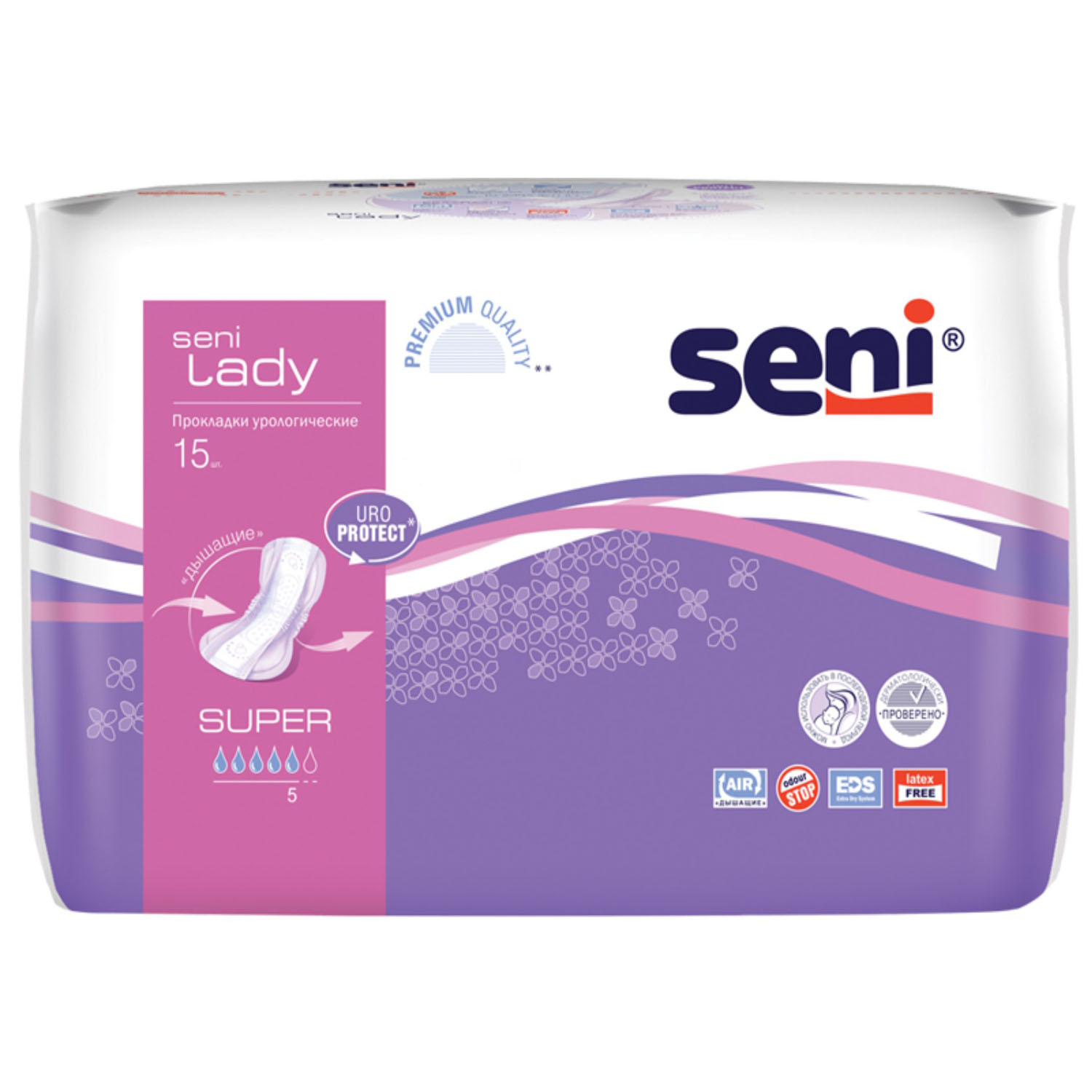 Сени Урологические прокладки для женщин Super 18х37 см, 15 шт (Seni, Lady) фото 0