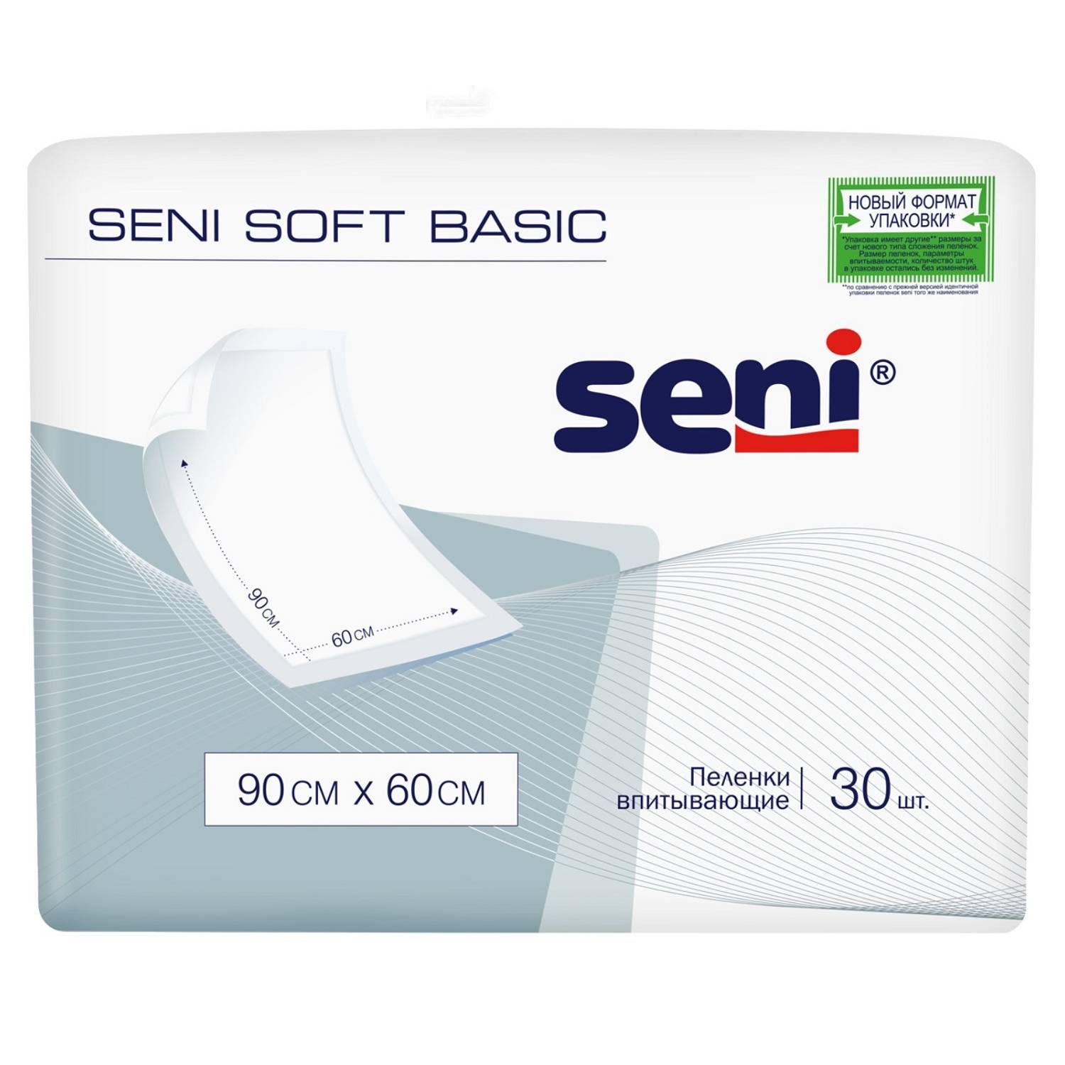 Сени Впитывающие одноразовые пеленки Basic 90x60 cм, 30 шт (Seni, Soft) фото 0