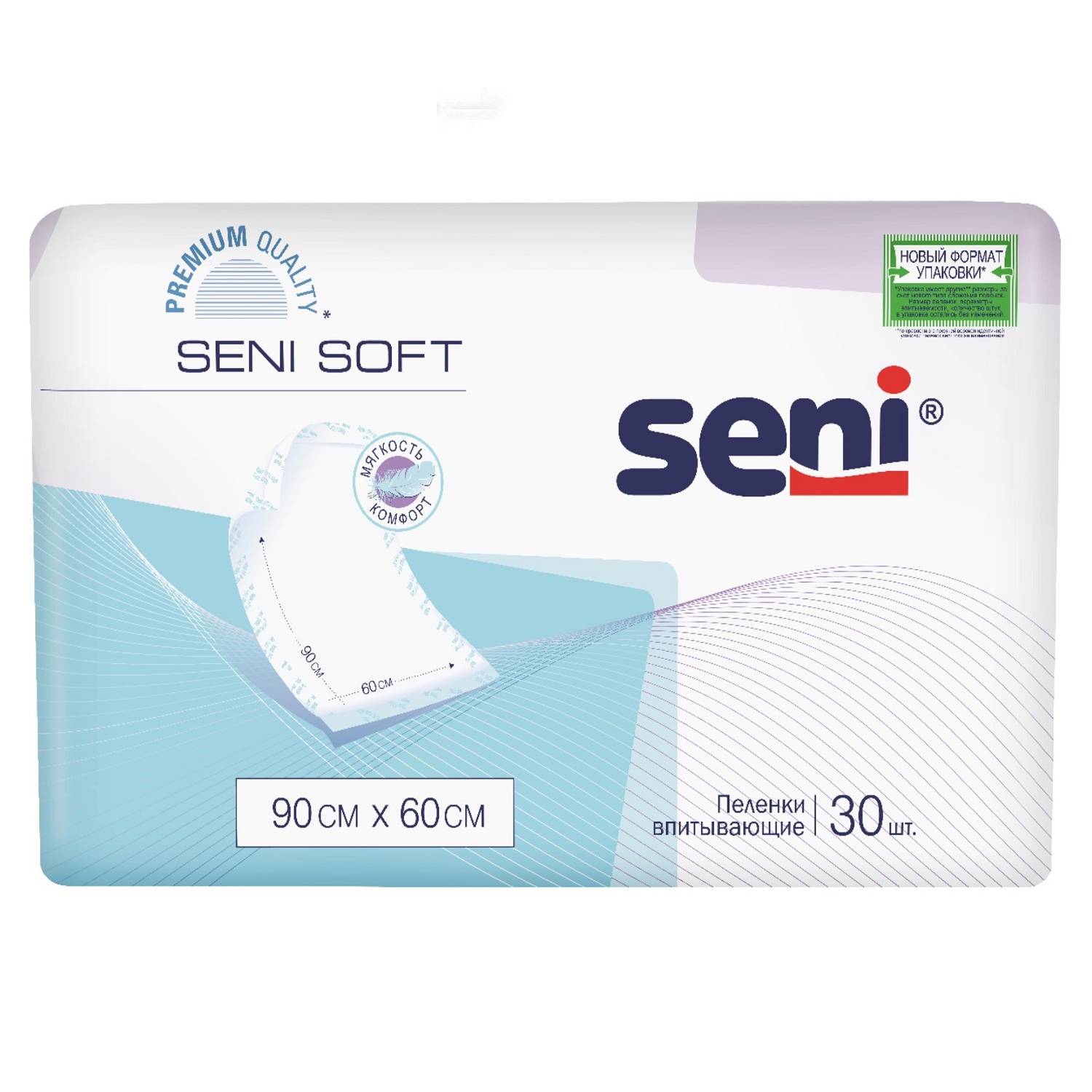 Сени Впитывающие одноразовые пеленки 90x60 cм, 30 шт (Seni, Soft) фото 0