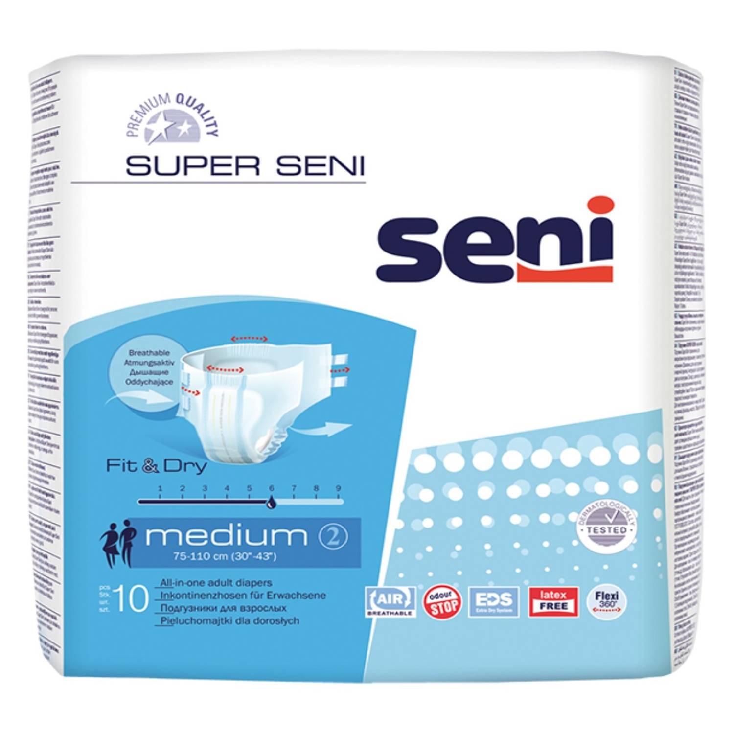 Seni Подгузники для взрослых Medium, 10 шт (Seni, Super)