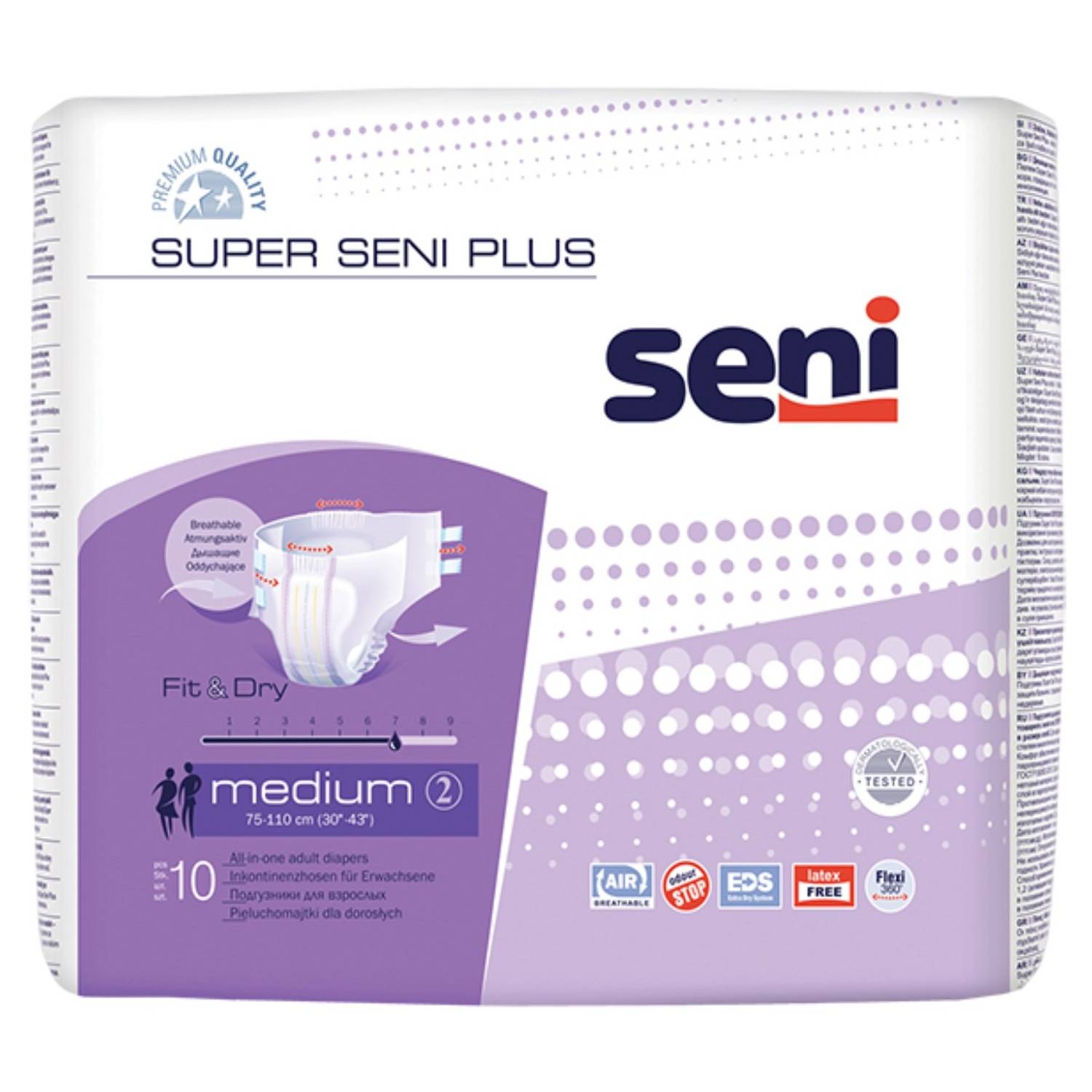 Сени Подгузники для взрослых Plus Medium, 10 шт (Seni, Super) фото 0