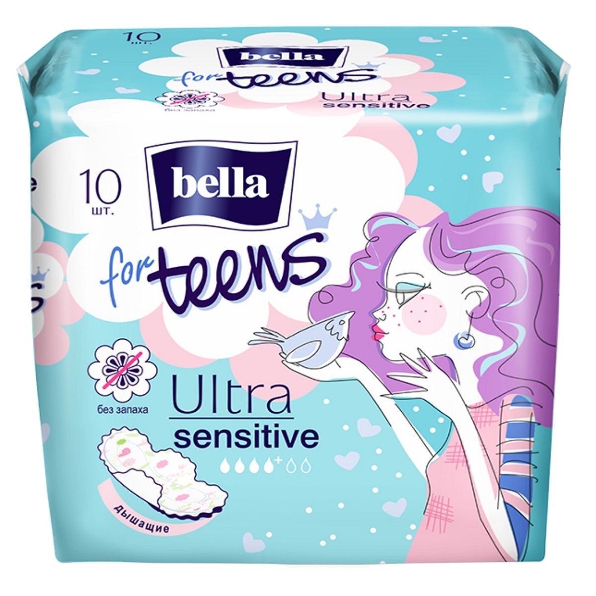 Bella Супертонкие прокладки для подростков Ultra Sensitive Deo, 10 шт (Bella, Гигиенические прокладки)