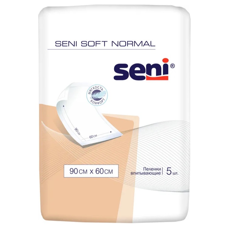 Seni Впитывающие одноразовые пеленки Normal 90х60 см, 5 шт (Seni, Soft)
