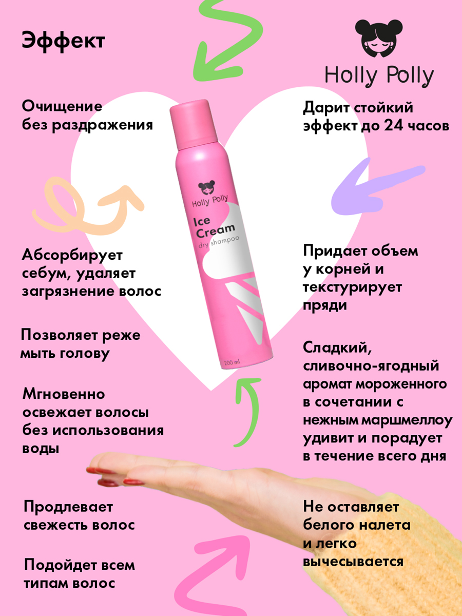 Холли Полли Сухой шампунь для всех типов волос Ice Cream, 200 мл (Holly Polly, Dry Shampoo) фото 3