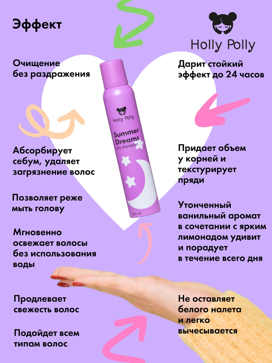 Холли Полли Сухой шампунь Summer Dreams для всех типов волос, 200 мл (Holly Polly, Dry Shampoo) фото 3