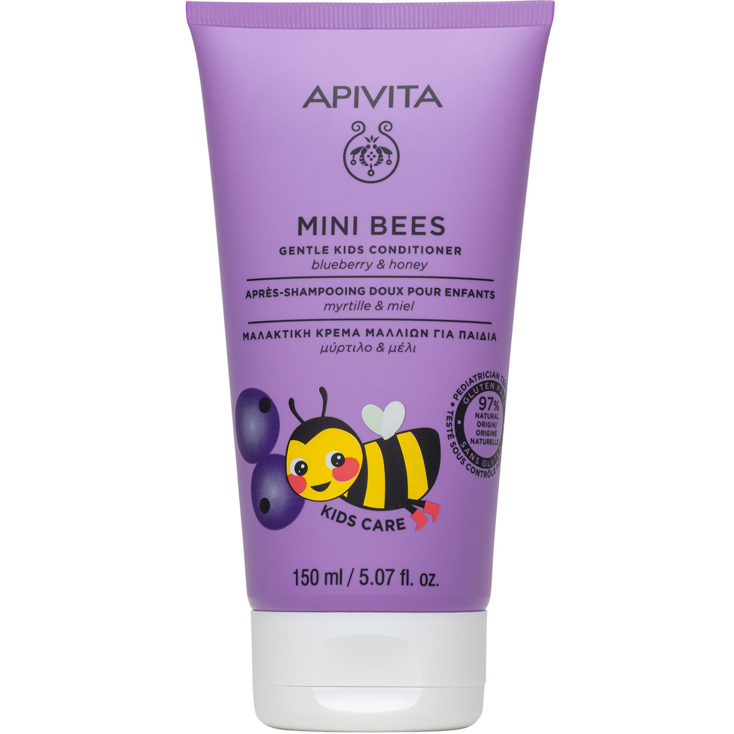 Apivita Детский нежный кондиционер для волос с Черникой и Мёдом, 150 мл (Apivita, Mini Bees)