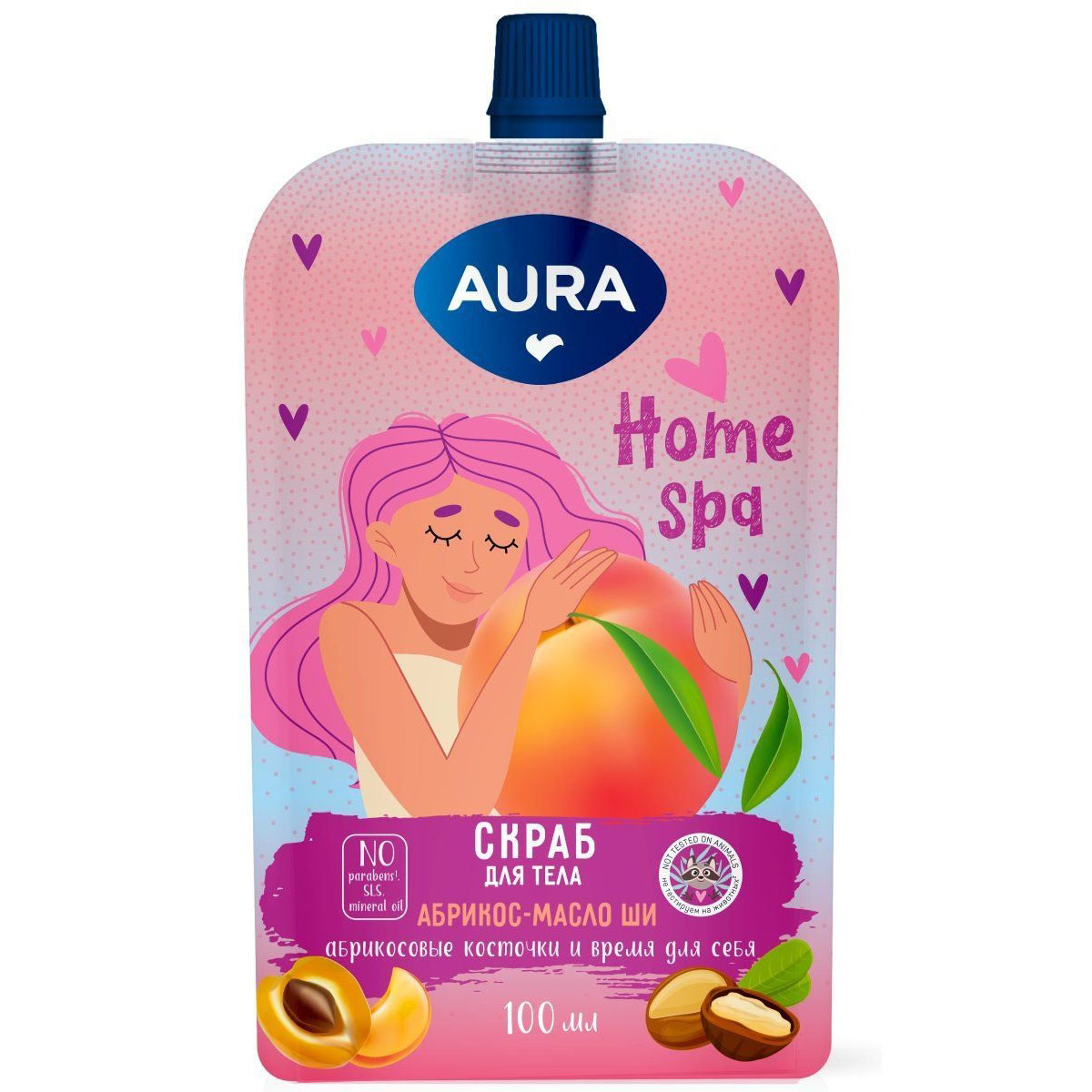 Aura Скраб для тела Абрикос и масло ши Home Spq, 100 мл (Aura, Beauty) цена и фото
