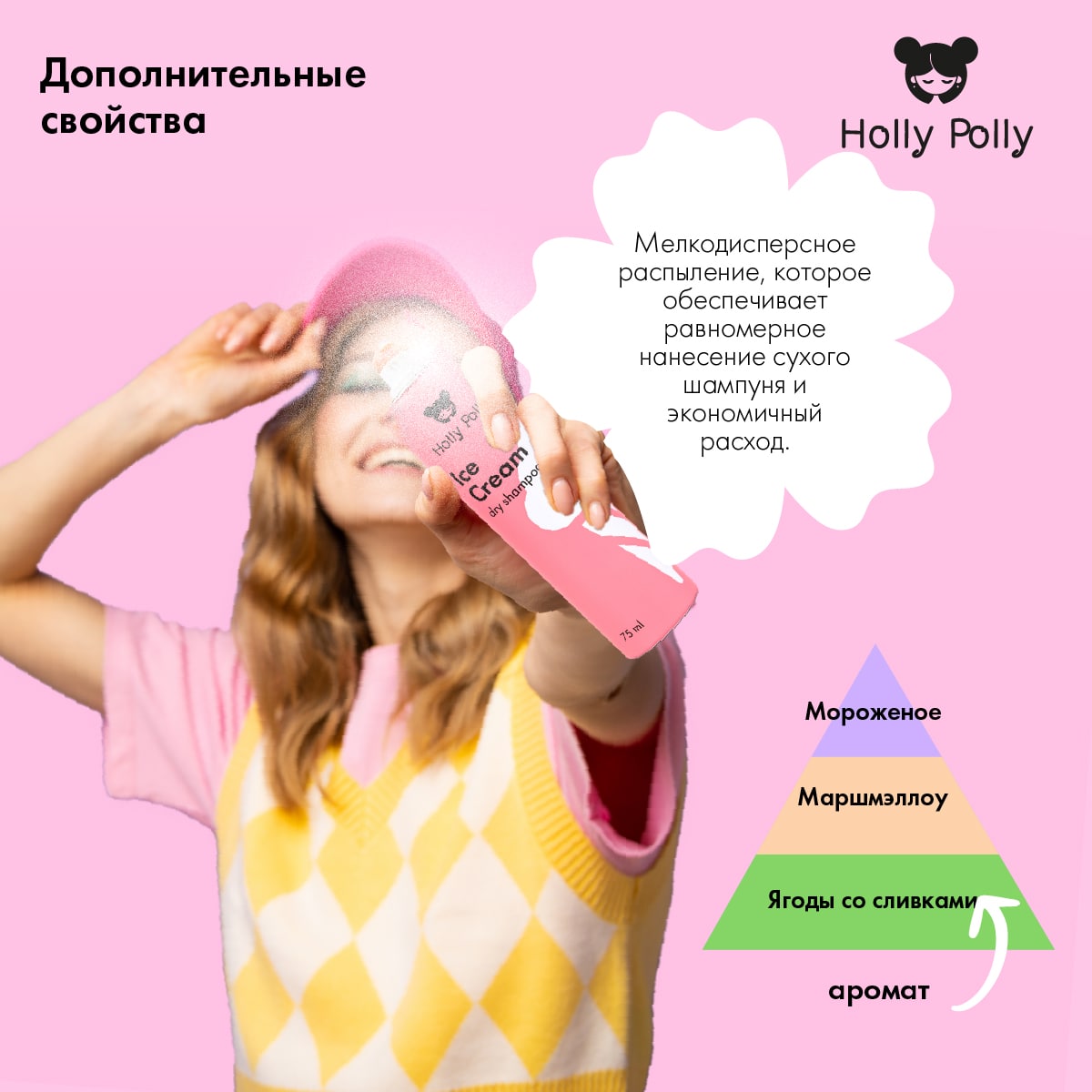 Холли Полли Сухой шампунь для всех типов волос Ice Cream, 75 мл (Holly Polly, Dry Shampoo) Холли Полли Сухой шампунь для всех типов волос Ice Cream, 75 мл (Holly Polly, Dry Shampoo) фото 5