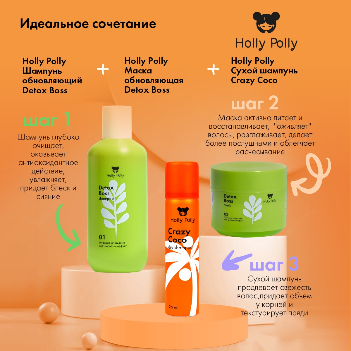 Холли Полли Сухой шампунь Crazy Coco для всех типов волос, 75 мл (Holly Polly, Dry Shampoo) фото 7