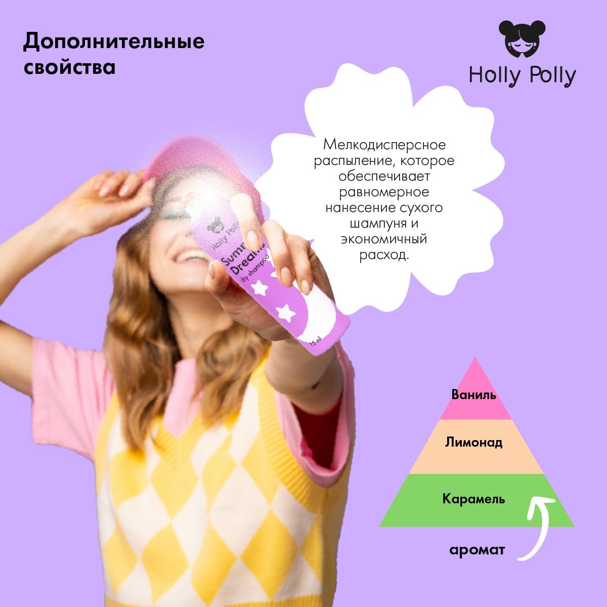 Холли Полли Сухой шампунь Summer Dreams для всех типов волос, 75 мл (Holly Polly, Dry Shampoo) фото 5