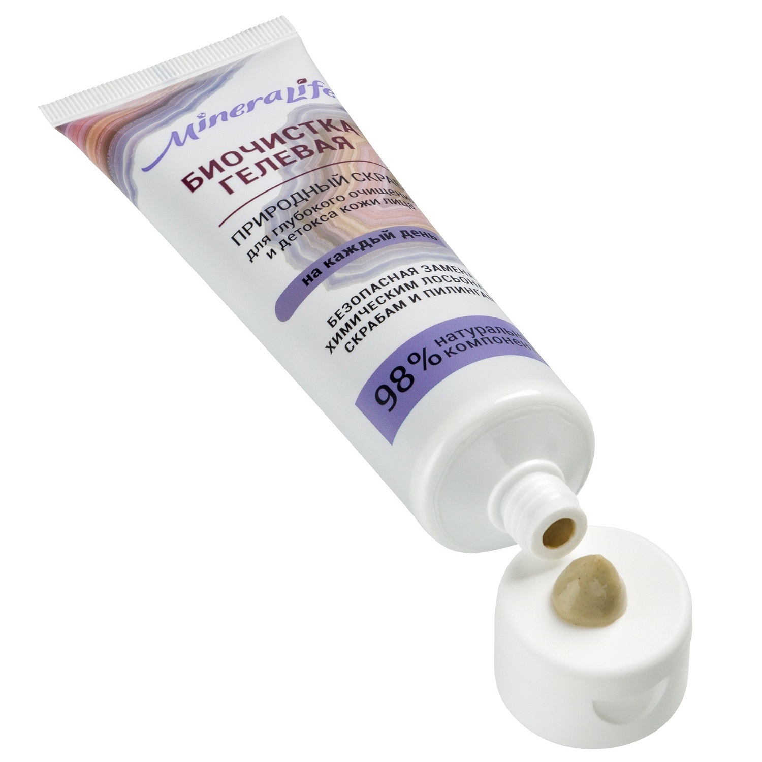  Гелевая биочистка для кожи лица, шеи и декольте, 80 мл (Биобьюти, MineraLife) фото 1