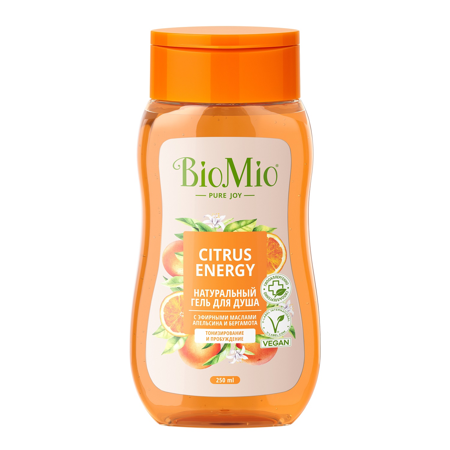 БиоМио Гель для душа с эфирными маслами апельсина и бергамота Citrus Energy 3+, 250 мл (BioMio, Для ванны и душа) фото 0