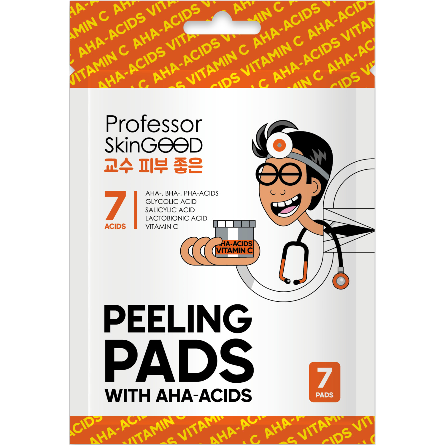 Очищающие диски с AHA-кислотами и витамином C Peeling Pads with Acids and Vitamin C, 7 шт (Professor SkinGOOD, Умывание и очищение) фото 0