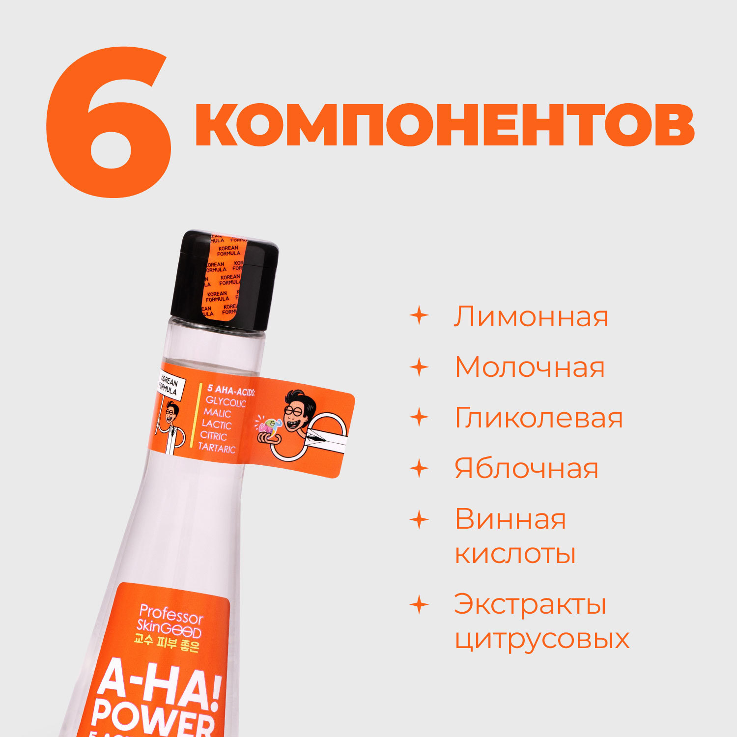 Professor SkinGOOD Тоник с AHA-кислотами для лица Aha Power 5 Acids Toner, 125 мл. фото