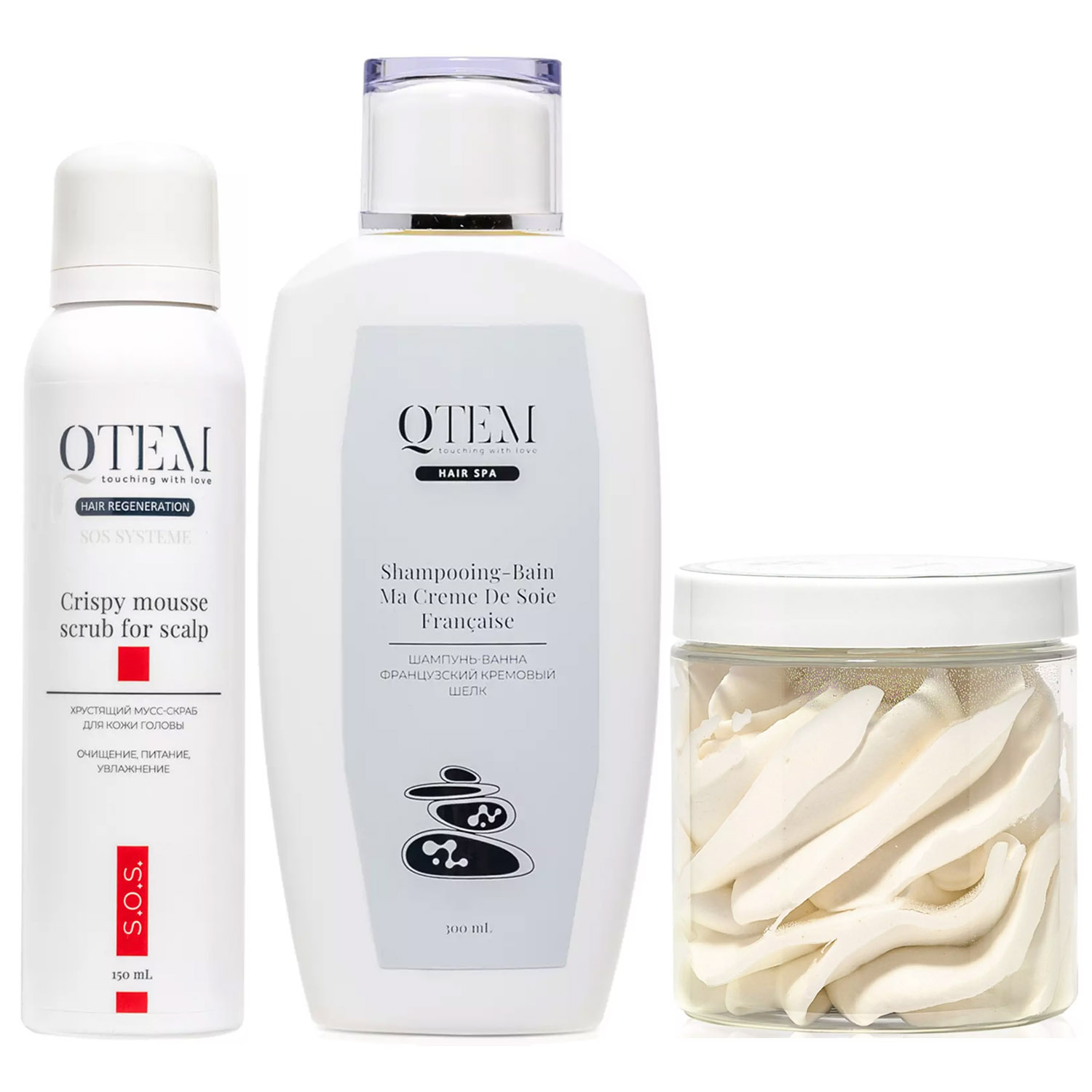 цена Qtem Набор для пилинга, восстановления и роста сухих уставших волос, 3 средства (Qtem, Hair Spa)