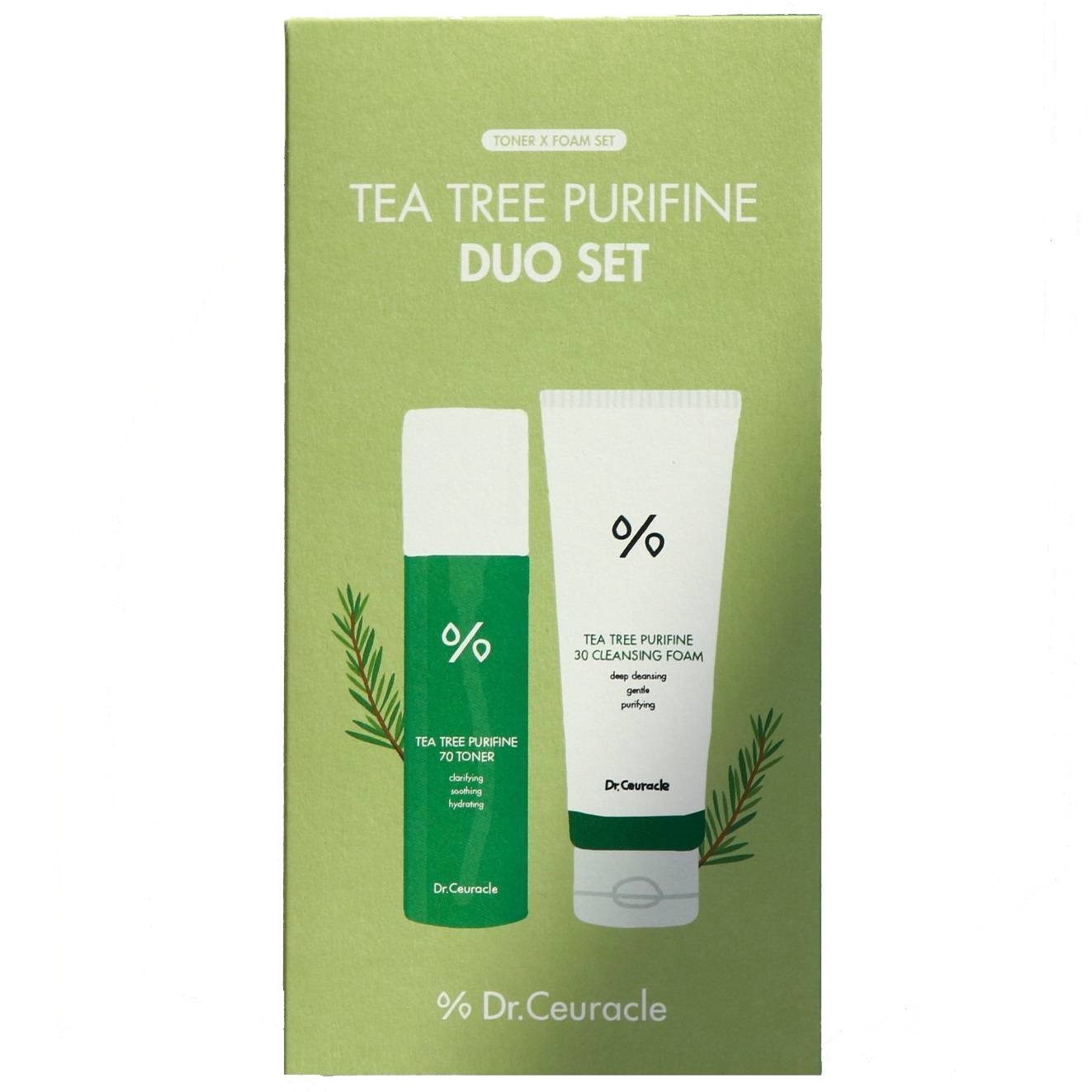 Dr. Ceuracle Набор Duo Set: пенка 150 мл + тонер 100 мл (Dr. Ceuracle, Tea Tree Purifine) успокаивающая маска для лица с чайным деревом 10 шт dr ceuracle tea tree purifine masks 10 шт