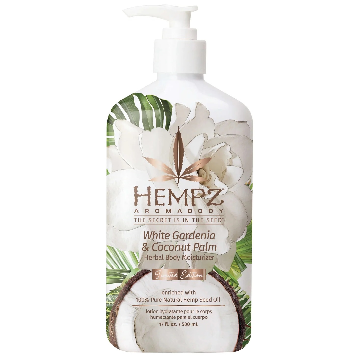 hempz fresh coconut and watermelon herbal moisturizer молочко для тела увлажняющее кокос и арбуз 500 мл Hempz Увлажняющее молочко для тела White Gardenia & Coconut Palm, 500 мл (Hempz, Белая гардения и кокос)