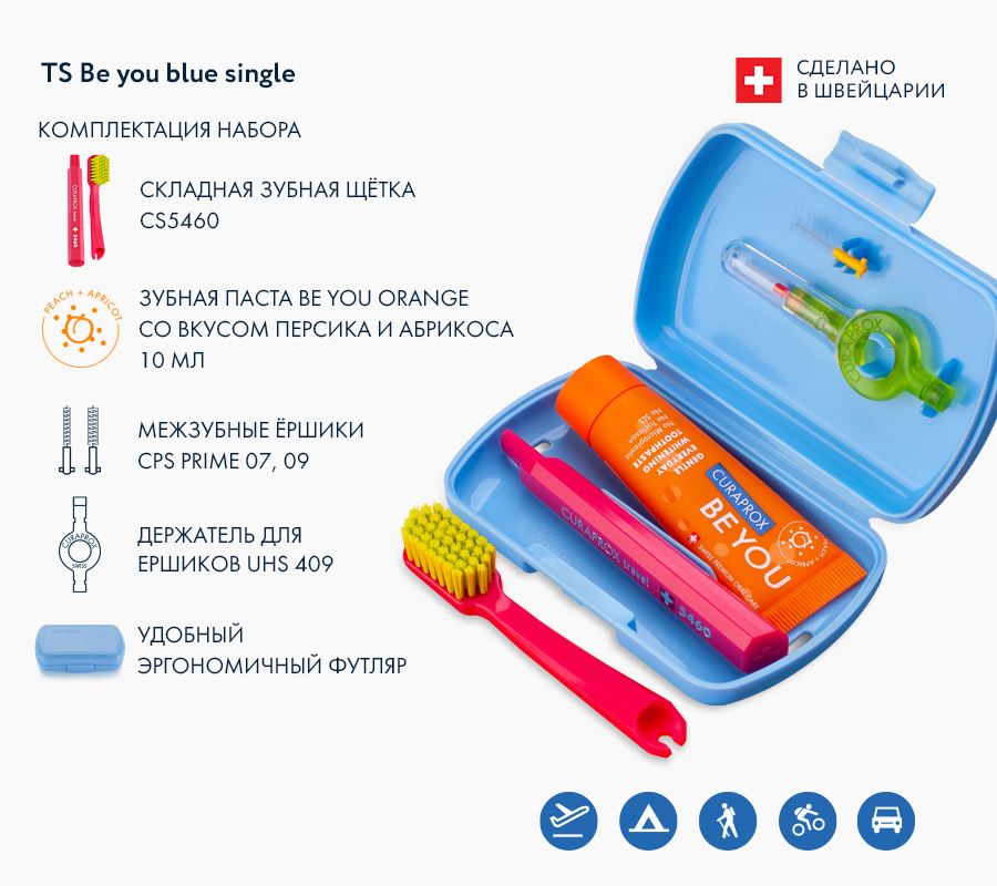 Курапрокс Дорожный набор в синем боксе, 4 товара (Curaprox, Be You) фото 3