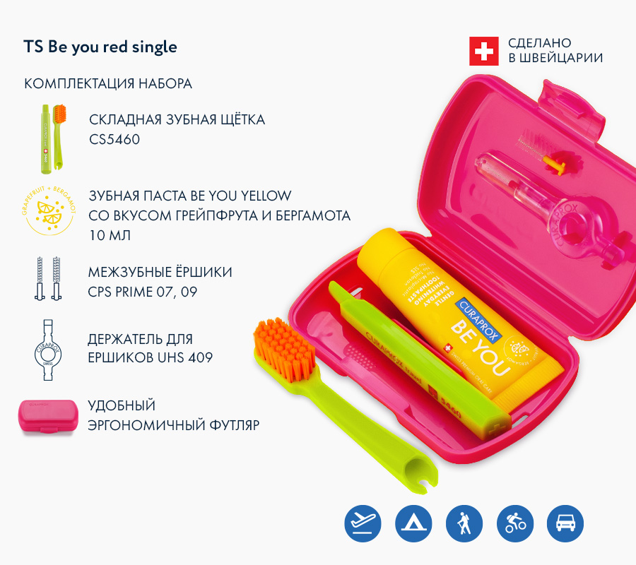 Курапрокс Дорожный набор в красном боксе, 4 товара (Curaprox, Be You) фото 2