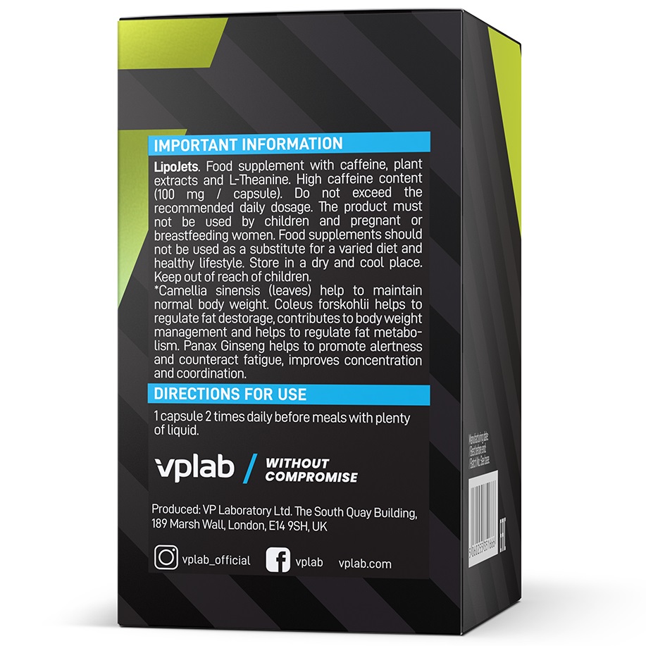  Жиросжигатель LipoJets, 100 капсул (VPLAB, Elite) фото 7