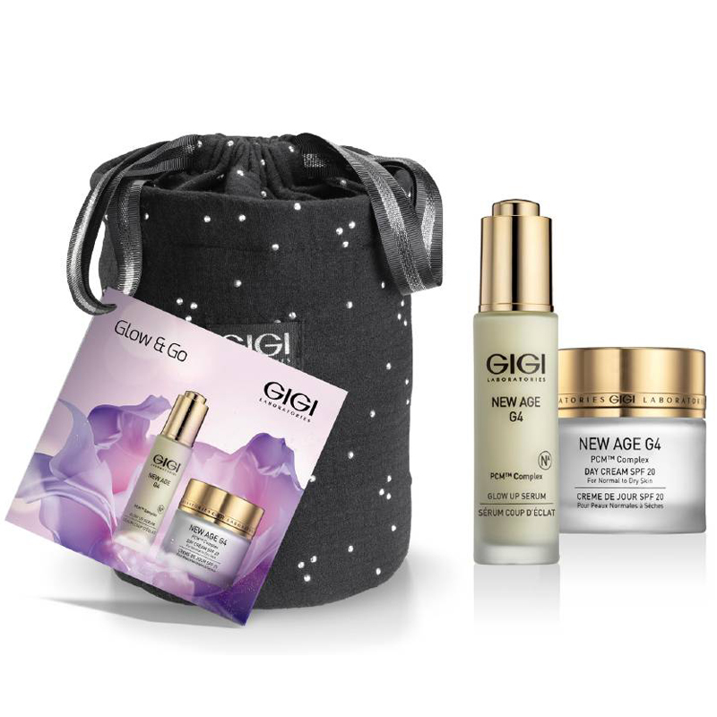 ДжиДжи Промонабор: антивозрастная сыворотка для сияния кожи Glow Up Serum 30 мл + дневной крем для нормальной и сухой кожи Day Cream SPF20 50 мл (GiGi, New Age G4) фото 0