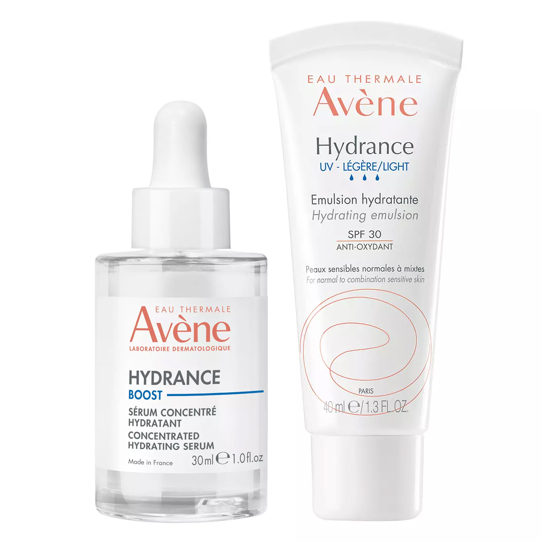 Avene Набор: увлажняющая сыворотка 30 мл + эмульсия SPF30 40 мл (Avene, Hydrance) avene концентрированная увлажняющая сыворотка бустер 30 мл avene hydrance