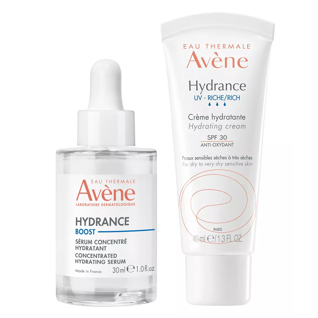 Avene Набор: увлажняющая сыворотка 30 мл + крем SPF30 40 мл (Avene, Hydrance) avene набор лосьон мягкий тонизирующий 100 мл эмульсия hydrance legre spf30 40 мл