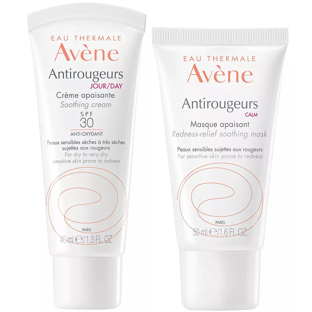 Avene Набор Antirougeurs: дневной крем SPF30 40 мл + маска 50 мл (Avene, Antirougeurs) avene маска antirougeurs calm успокаивающая от покраснений кожи 50 г 50 мл