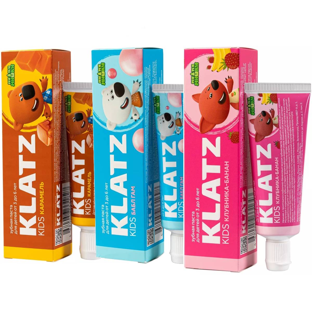 цена Klatz Набор детских зубных паст Ми-ми-мишки, 3 шт (Klatz, Ми-ми-мишки)