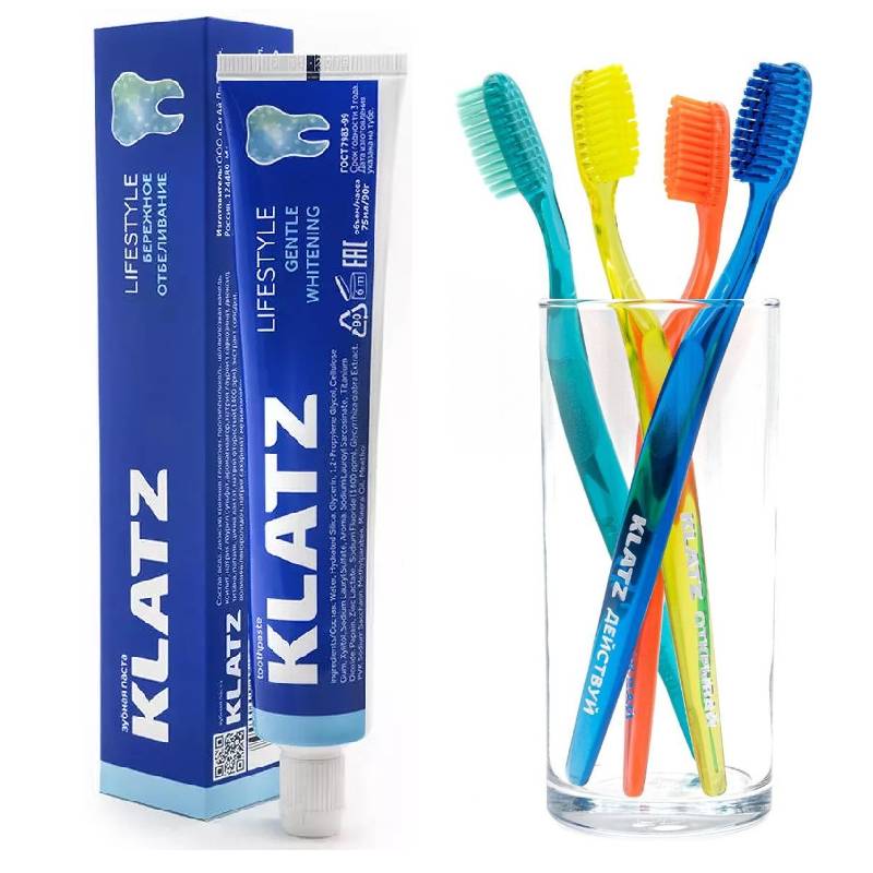 Klatz Набор Lifestyle: зубная паста Бережное отбеливание 75 мл + зубная щетка (Klatz, Lifestyle) зубная паста бережное отбеливание klatz lifestyle gentle whitening 75 мл