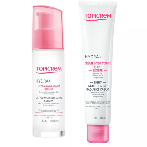 Топикрем Набор Hydra+: сыворотка 30 мл + легкий крем-сияние 40 мл (Topicrem, Hydra+ Чувствительная кожа лица) фото 1
