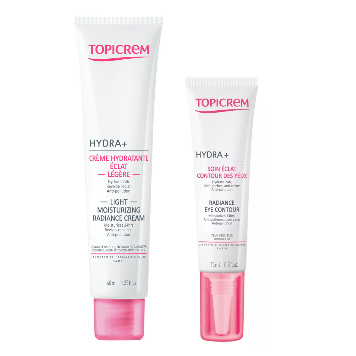 Топикрем Набор Hydra+: легкий крем-сияние 40 мл + крем для век 15 мл (Topicrem, Hydra+ Чувствительная кожа лица) фото 1