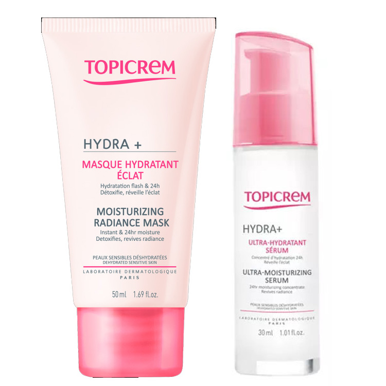 Топикрем Набор Hydra+: маска-сияние 50 мл + сыворотка 30 мл (Topicrem, Hydra+ Чувствительная кожа лица) фото 1