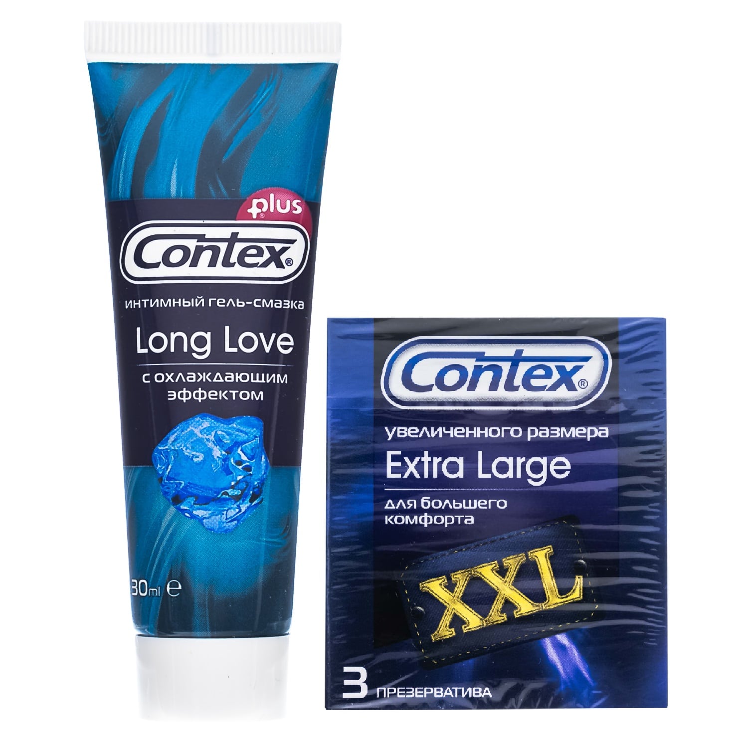 Contex Набор: презервативы Extra Large XXL №3 + гель-смазка продлевающий акт 30 мл (Contex, Презервативы) цена и фото