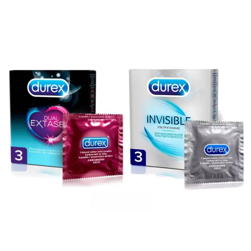 Durex Набор презервативов: Dual Extase 3 шт + Invisible 3 шт (Durex, Презервативы) цена и фото