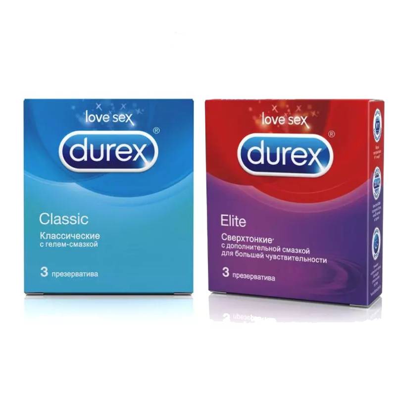 цена Durex Набор презервативов: Classic 3 шт + Elite 3 шт (Durex, Презервативы)