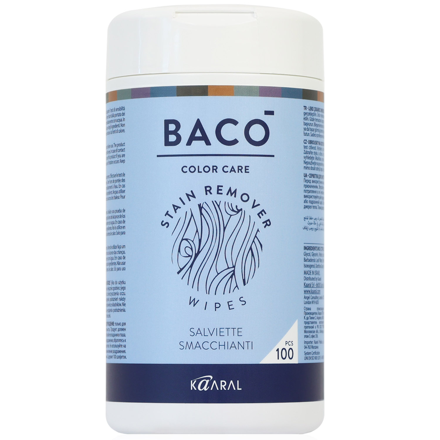 Каарал Влажные салфетки для удаления краски с кожи головы Baco Stain Remover Wipes, 100 шт (Kaaral, Baco) фото 0