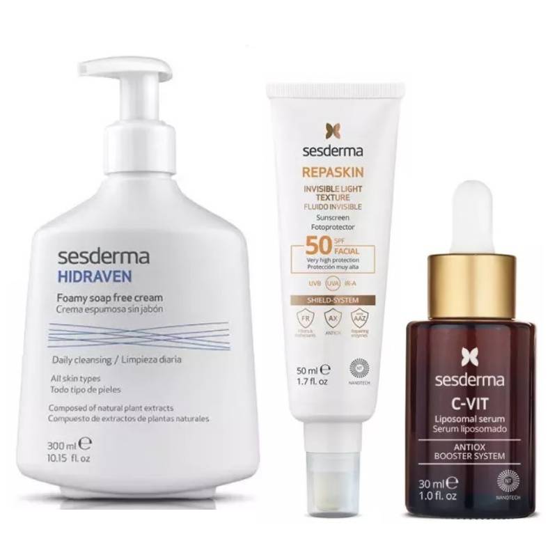 Sesderma Набор Бережное очищение + защита от солнца и старения, 3 средства (Sesderma, Repaskin)