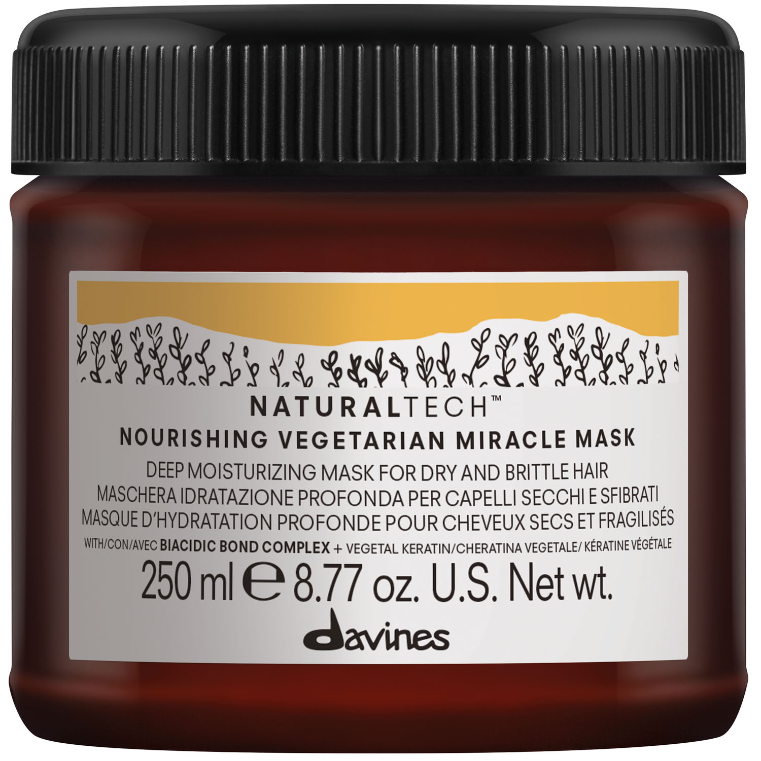 Davines Интенсивно питающая маска Вегетарианское чудо Vegetarian Miracle Mask, 250 мл (Davines, Natural Tech) davines natural tech nourishing vegetarian miracle conditioner питательный кондиционер вегетарианское чудо 60 мл