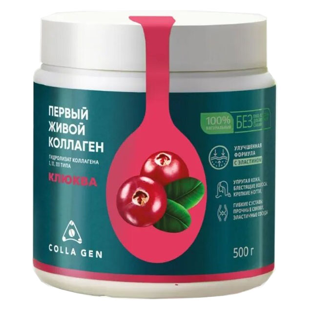  Живой коллаген с эластином со вкусом клюквы, 500 г (Colla Gen, ) фото 0