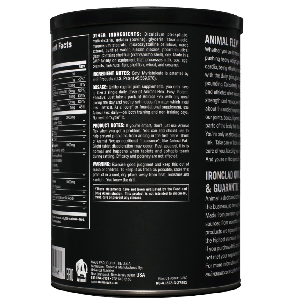 Энимал Комплекс для суставов и связок Universal Nutrition Animal Flex: глюкозамин хондроитин и MSM, 30 порций (Animal, Хондопротекторы) фото 2