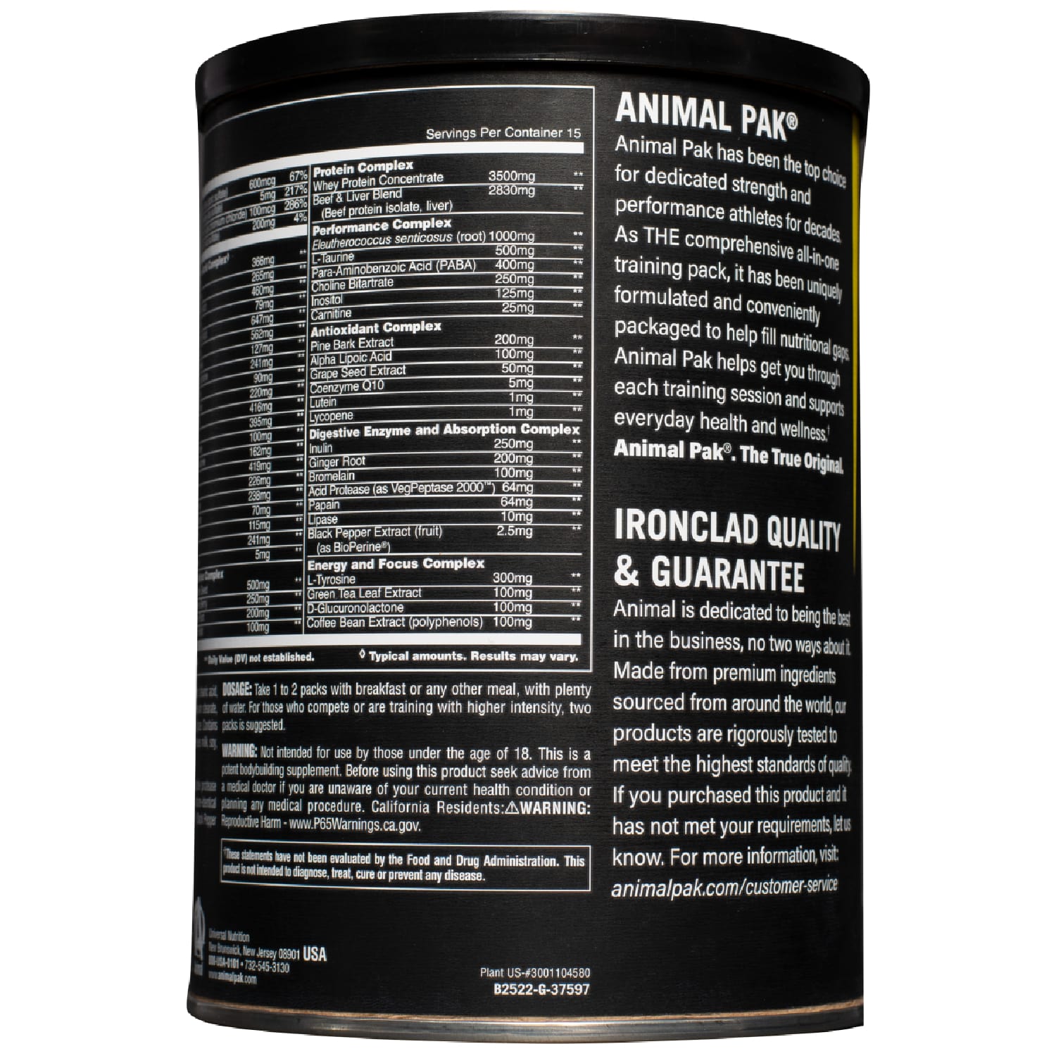 Энимал Витаминно-минеральный комплекс Universal Nutrition Animal Pak, 30 порций (Animal, Витамины и минералы) фото 3