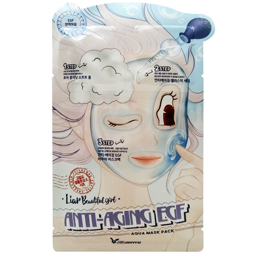 Elizavecca Маска трехступенчатая антивозрастная Anti-Aging EGF Aqua Mask Pack, 25+2+2 мл (Elizavecca, Liar Beautiful Girl) elizavecca маска для лица трехступенчатая омолаживающая liar beautiful girl anti aging egf aqua mask pack