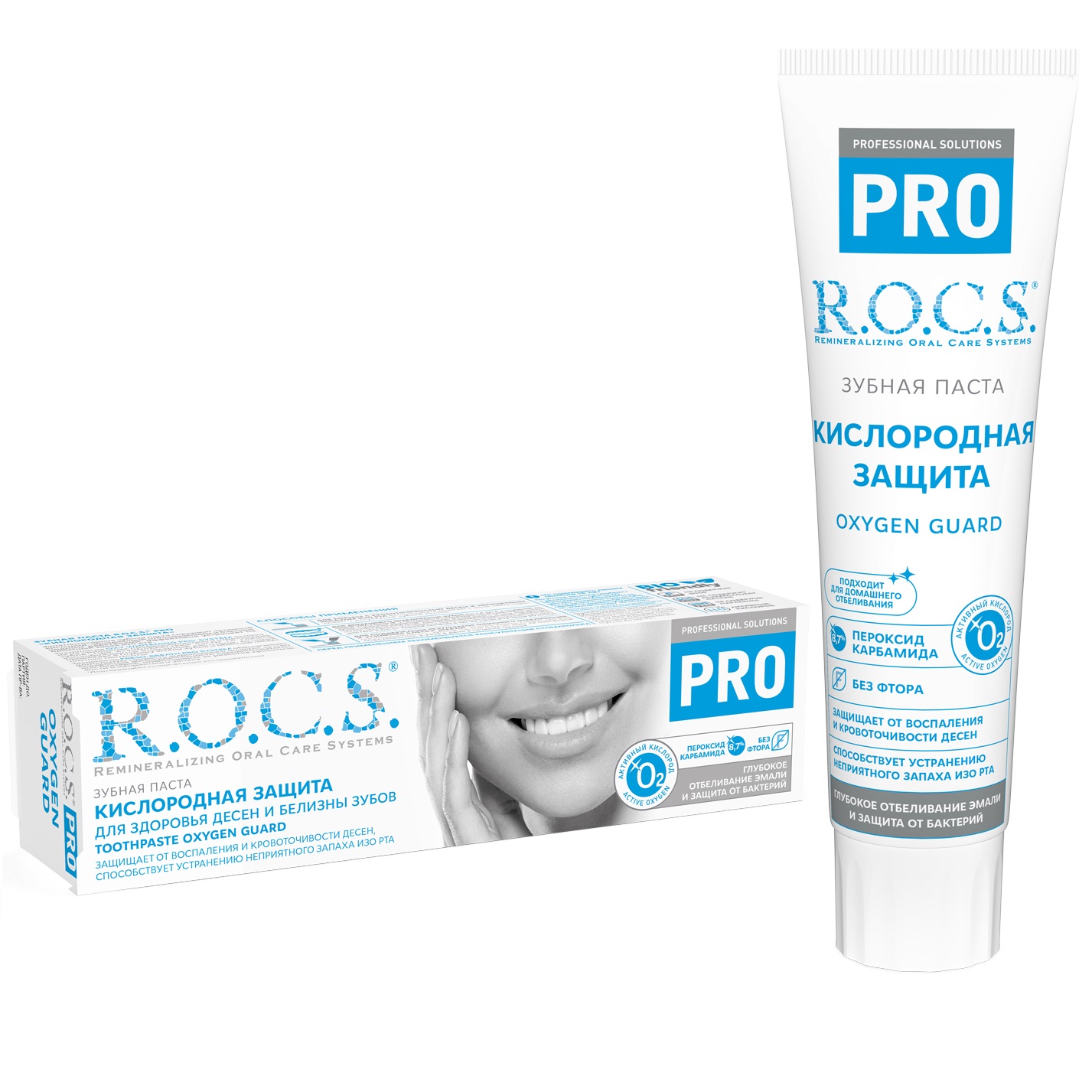 кислородная профилактическая зубная паста активный уход R.O.C.S. Зубная паста для здоровья десен и белизны зубов Кислородная защита RDA 5, 60 г (R.O.C.S., R.O.C.S. PRO)