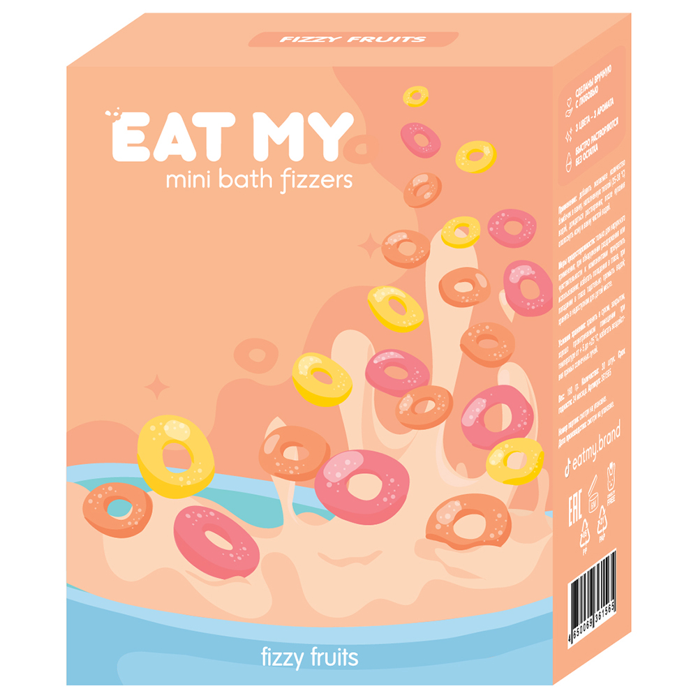 цена Eat My Мини-бомбочки для ванны Шипучие фрукты, 180 г (Eat My, Для тела)