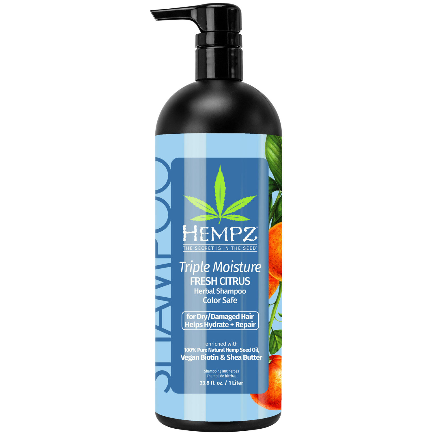 Hempz Бессульфатный шампунь Triple Moisture Daily Herbal Replenishing, 1000 мл (Hempz, Тройное увлажнение) hempz питательный крем для телa triple moisture fresh citrus herbal body butter 227 г hempz тройное увлажнение