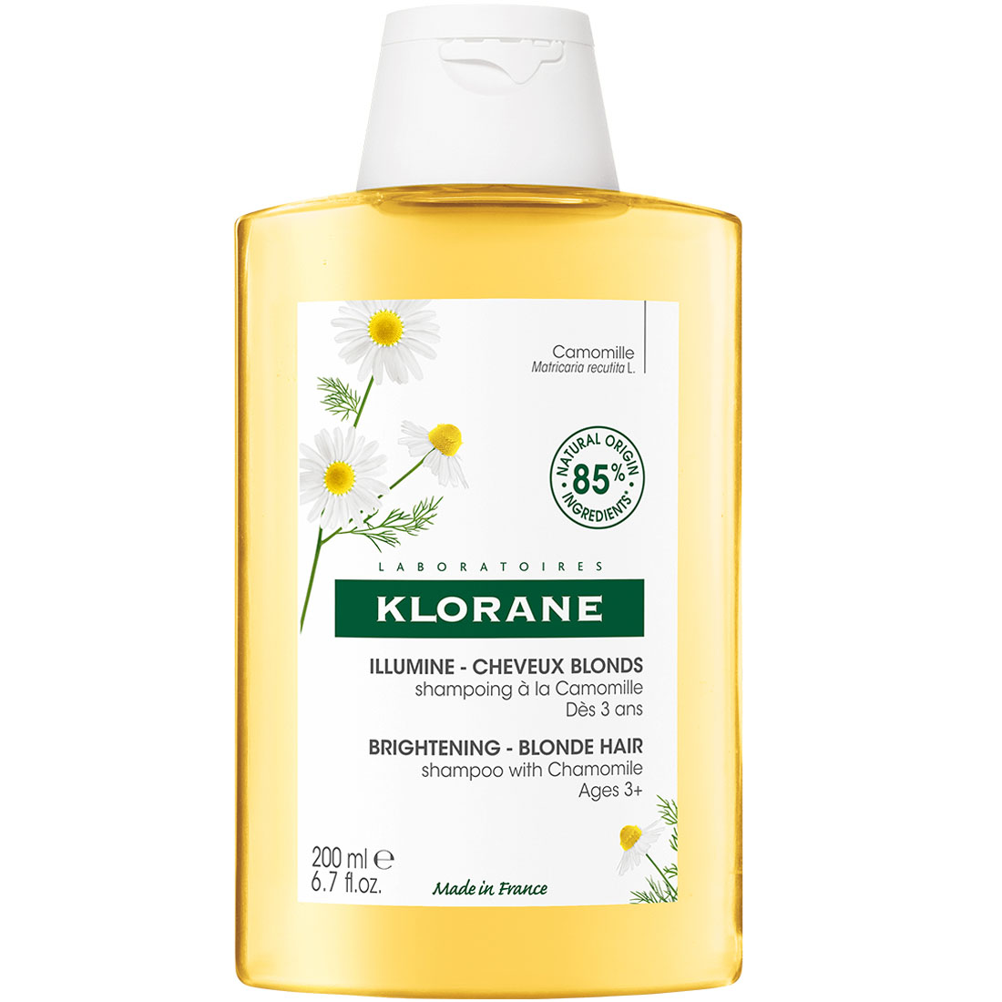 Klorane Шампунь с экстрактом ромашки для светлых волос Chamomile Shampoo 3+, 200 мл (Klorane, Ромашка) шампунь для волос с экстрактом ромашки для всей семьи шампунь 250мл