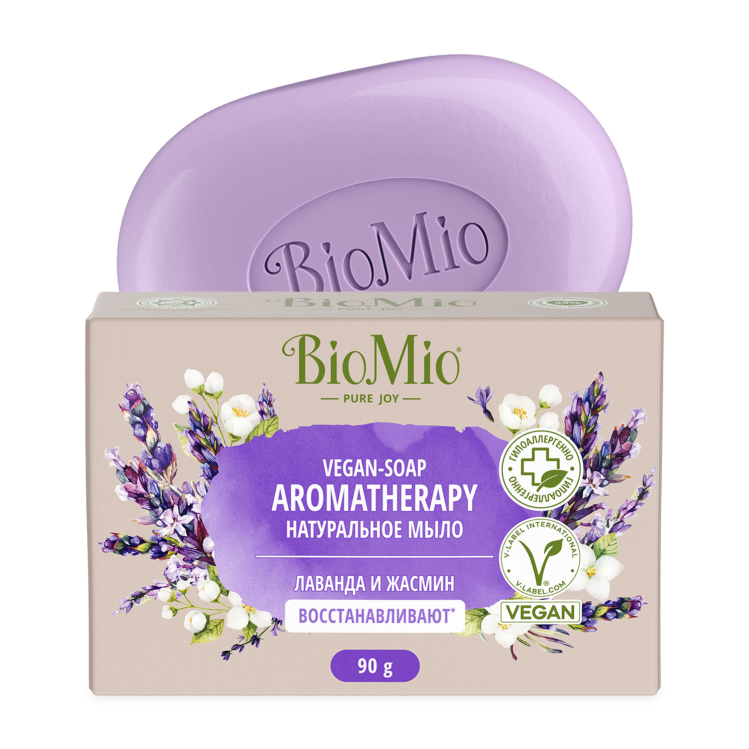 BioMio Натуральное мыло Лаванда и жасмин Vegan Soap Aromatherapy, 90 г (BioMio, Мыло)